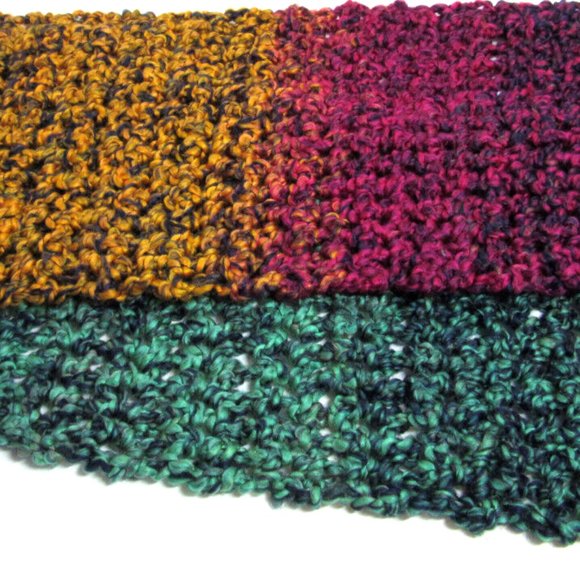 MultiColor Rainbow Scarf 140"x9" Extra Long Wide Chunky Handmade Crochet Knit - Picture 6 of 9